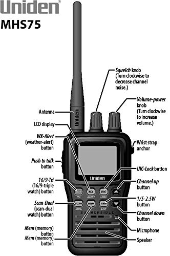 Uniden MHS75 2-Way Marine Radio - Black