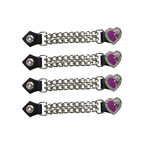 Women's Faux Leather Motorcycle Vest Extender with Chains