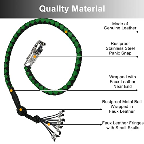 Genuine Leather Motorcycle Get Back Whip with Fringes