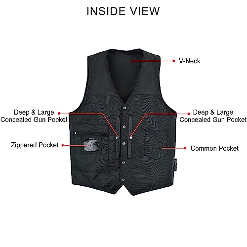 Men's Leather Motorcycle Biker Club Vest with Pockets