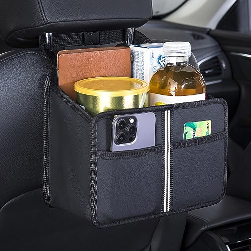 Premium PU Leather Foldable Car Backseat Organizer Bag