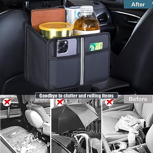 Premium PU Leather Foldable Car Backseat Organizer Bag