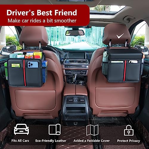 Premium Leather Hanging Car Seat Organizer with Lid