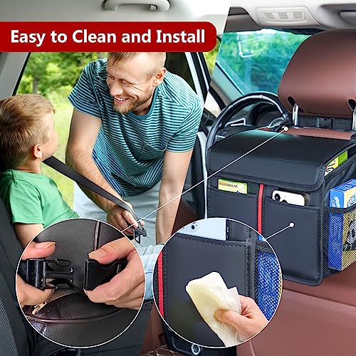 Premium Leather Hanging Car Seat Organizer with Lid