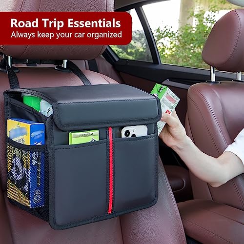 Premium Leather Hanging Car Seat Organizer with Lid