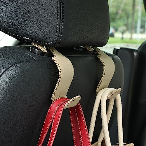 Leather Car Seat Headrest Hooks for Handbag - 2 Pack