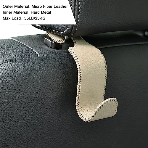 Leather Car Seat Headrest Hooks for Handbag - 2 Pack