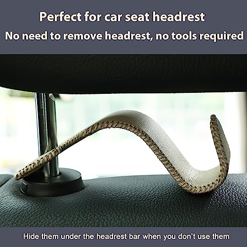 Leather Car Seat Headrest Hooks for Handbag - 2 Pack