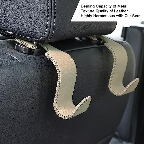Leather Car Seat Headrest Hooks for Handbag - 2 Pack