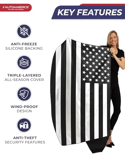 Winter Snow & Frost Blocker Windshield Cover - USA Flag