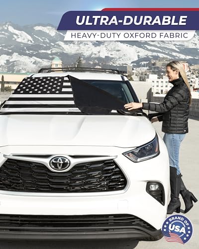 Winter Snow & Frost Blocker Windshield Cover - USA Flag