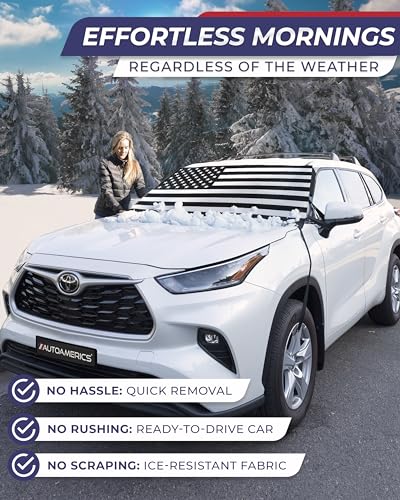Winter Snow & Frost Blocker Windshield Cover - USA Flag