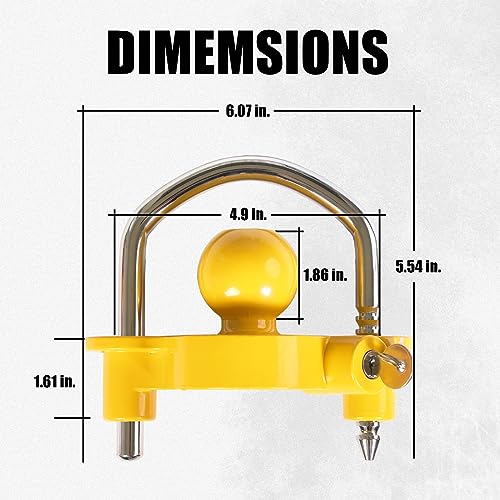 Adjustable Trailer Hitch Lock with Heavy Duty Steel