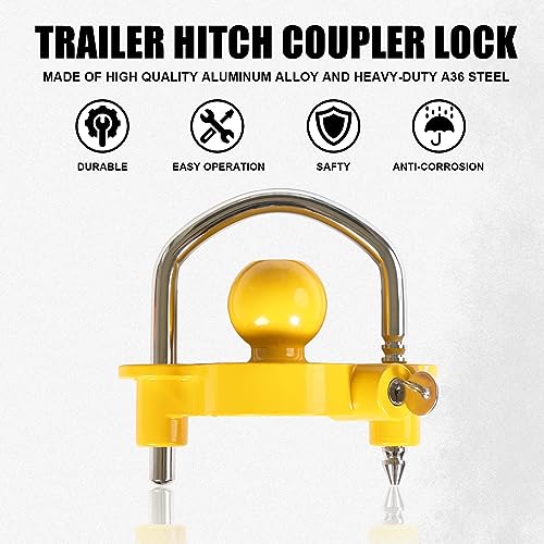 Adjustable Trailer Hitch Lock with Heavy Duty Steel