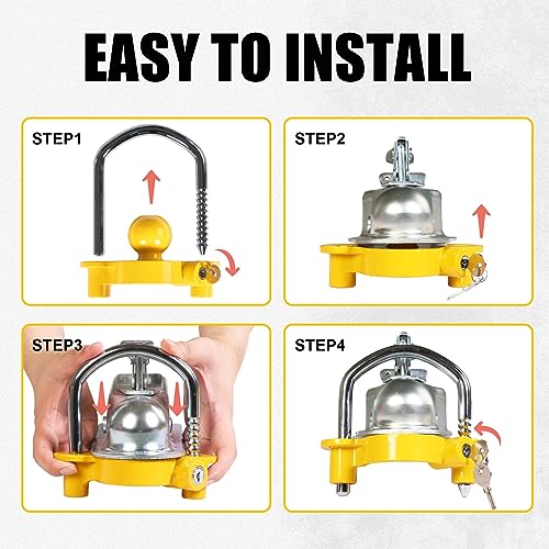 Adjustable Trailer Hitch Lock with Heavy Duty Steel