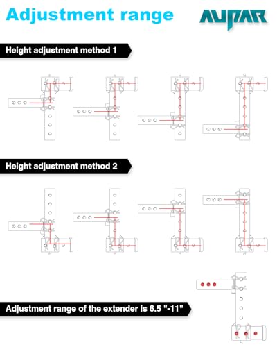 Adjustable Hitch Riser with 4"-10" Drop/Rise, Fits 2" Receiver