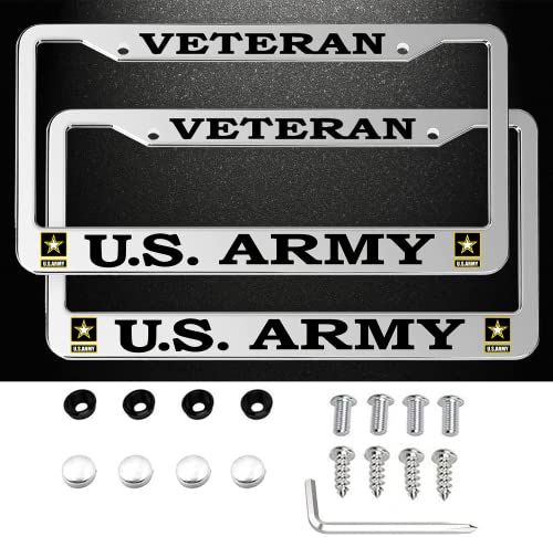 Army Veteran License Plate Frame - 2 Pack Silver