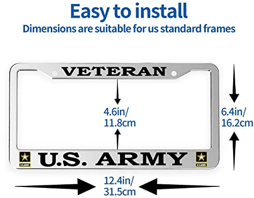 Army Veteran License Plate Frame - 2 Pack Silver