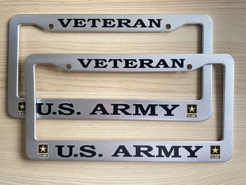 Army Veteran License Plate Frame - 2 Pack Silver