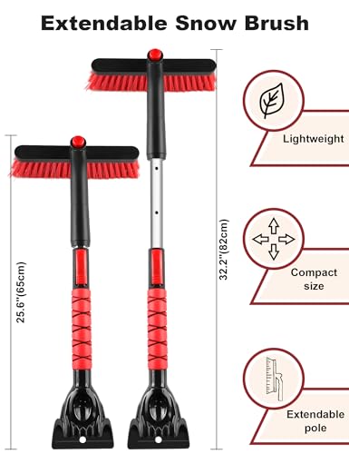 32" Extendable Snow Brush for Windshield & Car Scraper