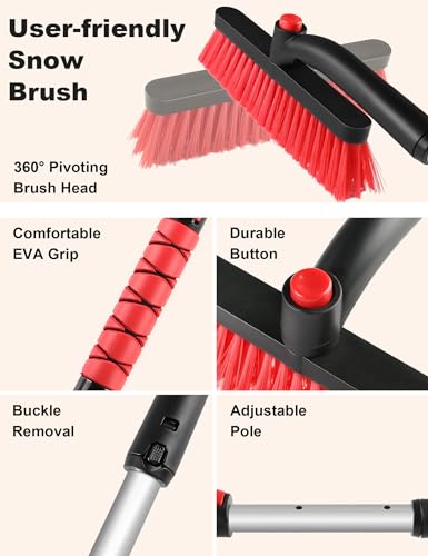 32" Extendable Snow Brush for Windshield & Car Scraper