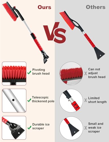 32" Extendable Snow Brush for Windshield & Car Scraper