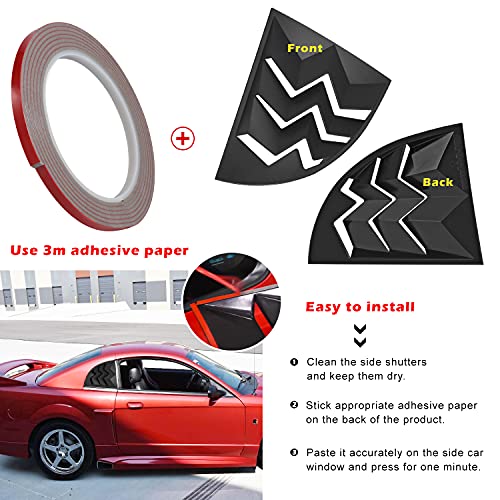 Ford Mustang Side Window Louvers in Matte Black