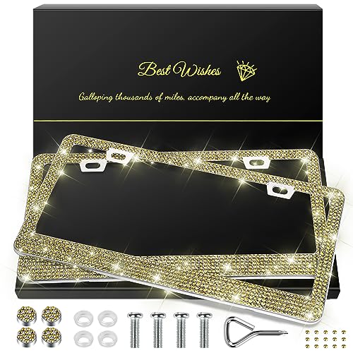 Sparkly Rhinestone License Plate Frames, 2-Pack, Women's Car