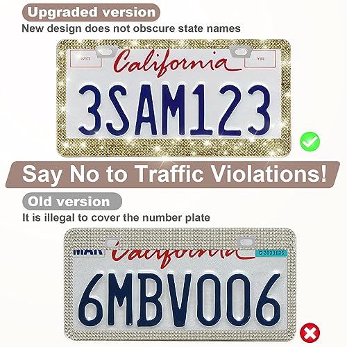 Sparkly Rhinestone License Plate Frames, 2-Pack, Women's Car