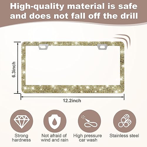Sparkly Rhinestone License Plate Frames, 2-Pack, Women's Car