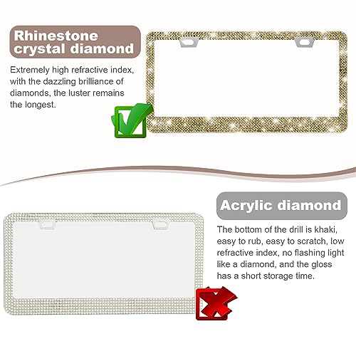 Sparkly Rhinestone License Plate Frames, 2-Pack, Women's Car