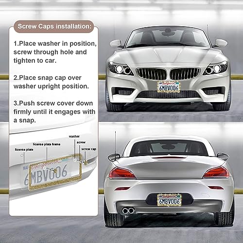 Sparkly Rhinestone License Plate Frames, 2-Pack, Women's Car