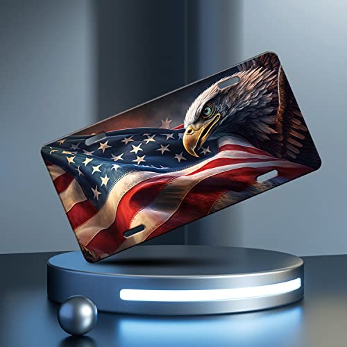 Vintage American Flag Eagle License Plate Cover for Car