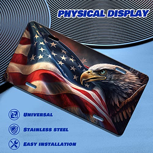 Vintage American Flag Eagle License Plate Cover for Car