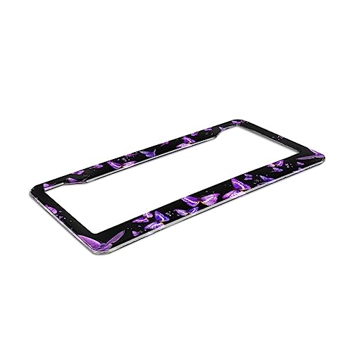 Purple Butterfly License Plate Frame - Customizable Aluminum Cover