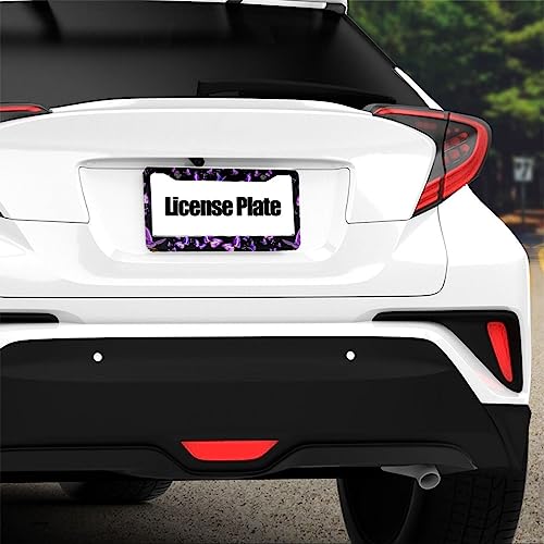 Purple Butterfly License Plate Frame - Customizable Aluminum Cover