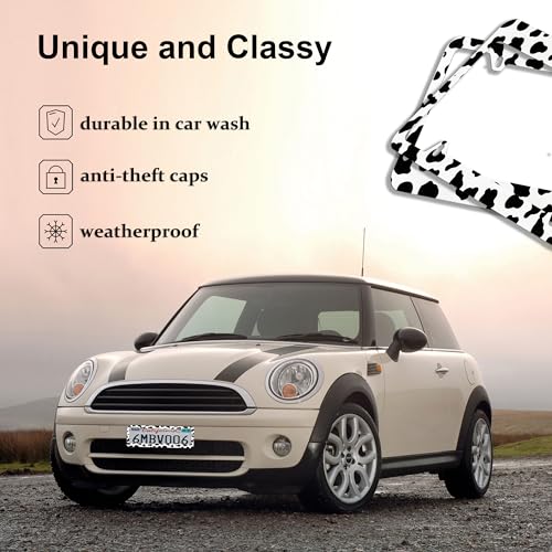 Cow Print License Plate Cover Set for All Vehicles