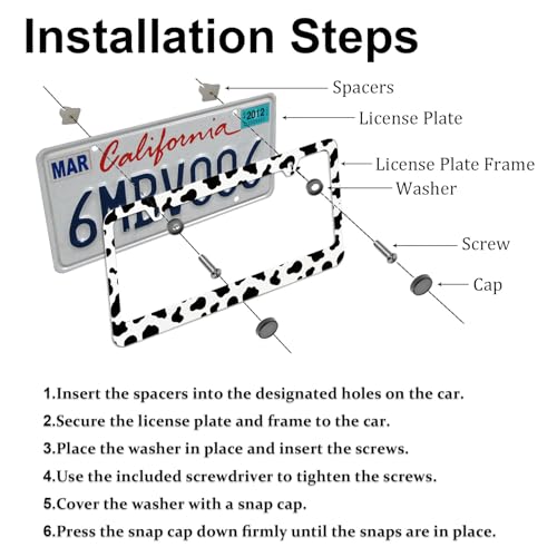 Cow Print License Plate Cover Set for All Vehicles