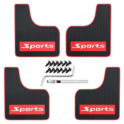 Mini Rubber Mud Flaps for Car - Black/Red Sports