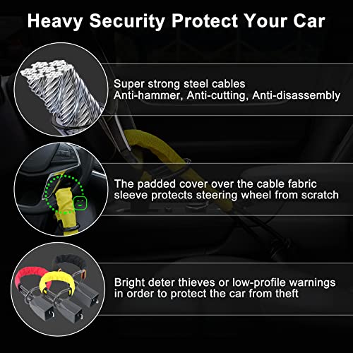 Universal Car Anti-Theft Steering Wheel Lock with 3 Keys