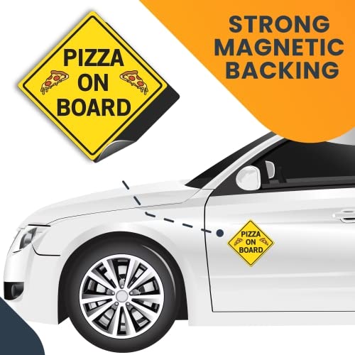 Pizza On Board Magnet Decal, Heavy Duty, 5x5