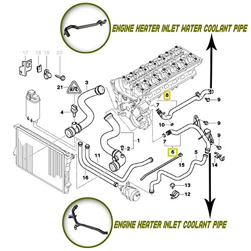 BMW Engine Heater Inlet Coolant Pipe with O-Rings