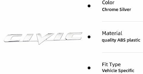 Civic Car Badge Rear Emblem Decals - Trunk 3D Modification