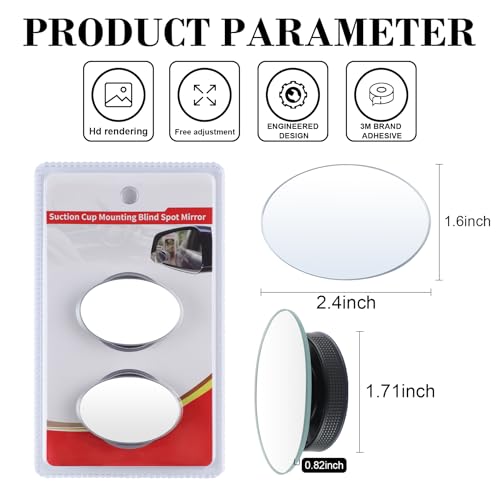 LivTee Oval HD Glass Blind Spot Car Mirror