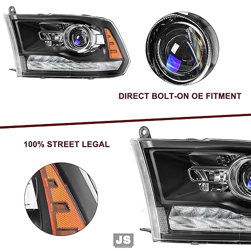JSBOYAT 2013-2018 Dodge Ram OE Projector Headlights LED