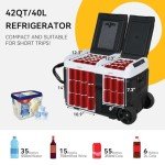 Portable 42 Quart Electric Car Refrigerator with Wheels