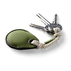 Alpine Green Leather AirTag Key Ring Holder