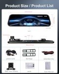 9.66" 1080P Dash Cam Rear View Mirror