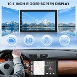 Single Din Wireless CarPlay Stereo - 10.1 Inch Rotatable Wireless Android Auto Touch Screen - Bluetooth Android Car Radio with Mirrorlink GPS Tracking WiFi Dual USB AM FM Backup Camera Input 2G+64G