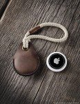 Vintage Leather AirTag Holder Key Ring Accessory